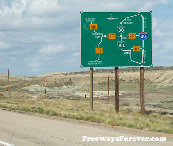 Complicated and Confusing Highway Sign on Interstate 80 in Wyoming
