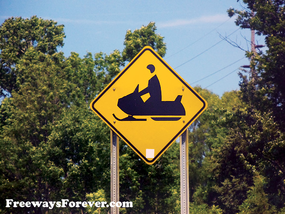 Snowmobile Crossing Highway Sign