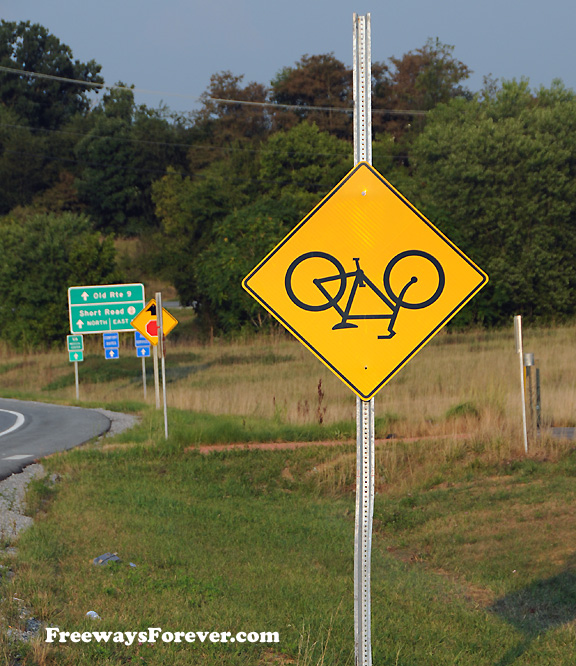 Upside-down Bicycle Crossing Sign