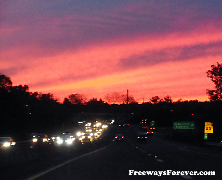 rilliant Sunset along U.S. Route 22 highway in Allentown, Pennsylvania