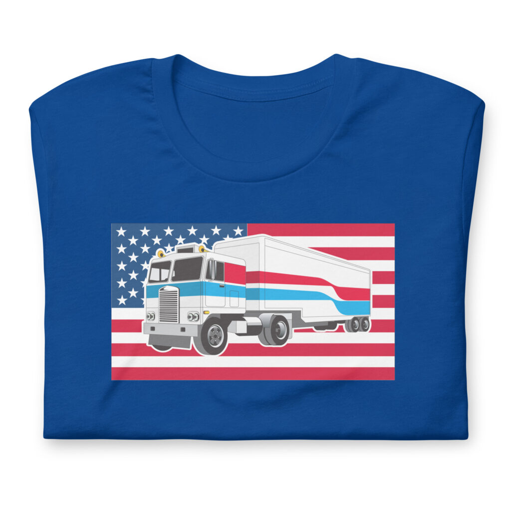 Cabover truck tractor trailer patriotic flag shirt